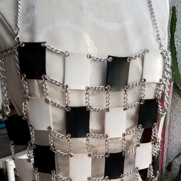 vtg 60s PACO RABONNE chain & plastic MINI DRESS - Picture 6 of 13
